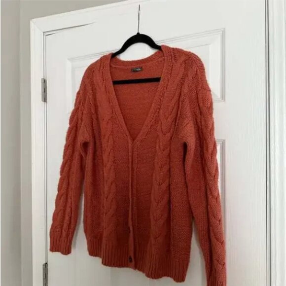 Wild Fable Women's Orange Cable Knit Button Up Cardigan Size Large - Picture 1 of 2
